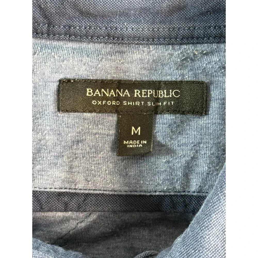 Banana Republic Shirt Mens Medium Blue Quilted Lined Oxford Slim Fit Button Up
